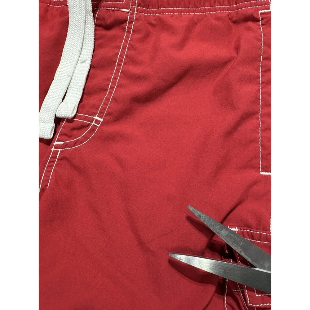 Vintage Y2K Nike Red Swim‎ Trunks Cargo Board Shorts Men's Medium Retro Baggy
